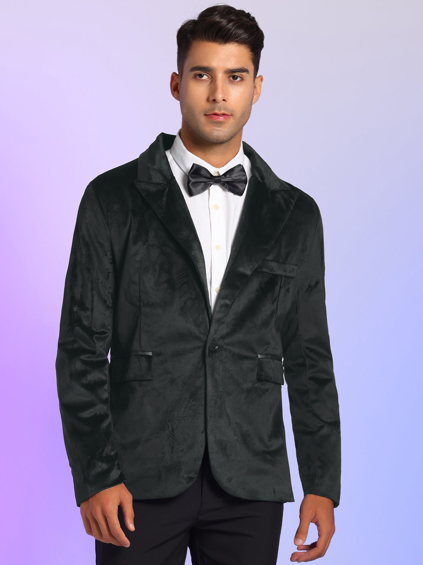 Bublédon Men's Velvet Blazer One Button Prom Party Dinner Suit Jacket Sports Coat