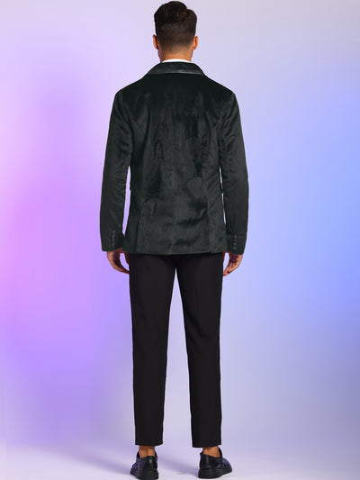 Men's Velvet Blazer One Button Prom Party Dinner Suit Jacket Sports Coat