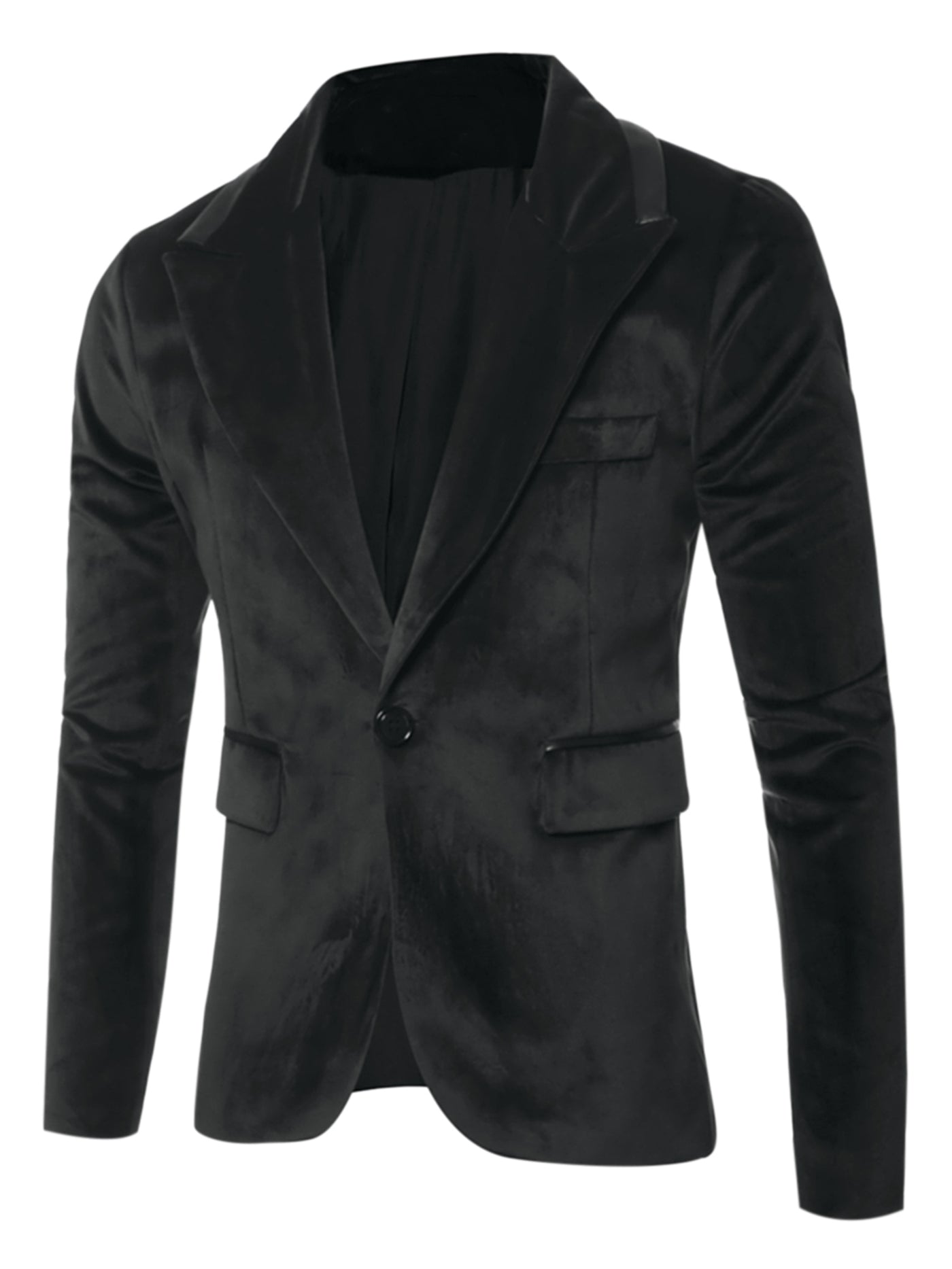 Bublédon Men's Velvet Blazer One Button Prom Party Dinner Suit Jacket Sports Coat