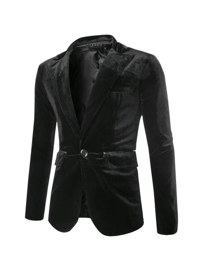 Men's Velvet Blazer One Button Prom Party Dinner Suit Jacket Sports Coat