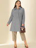 Knit X Line Peaked Lapel Long Sleeve Coat