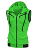 Kangaroo Pocket Zip Up Drawstring Hooded Vest