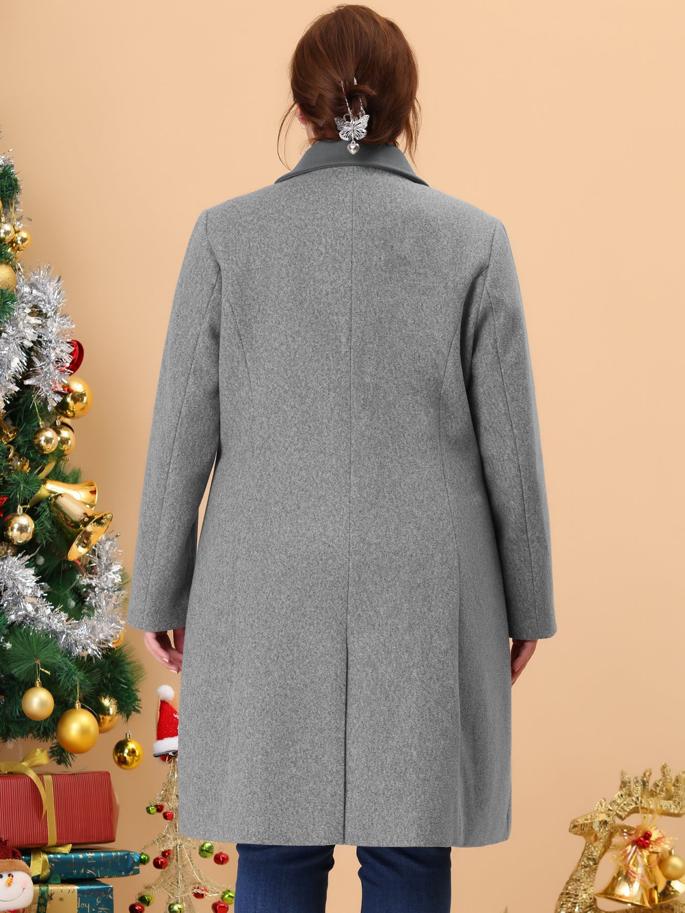Bublédon Knit X Line Notched Lapel Long Sleeve Coat