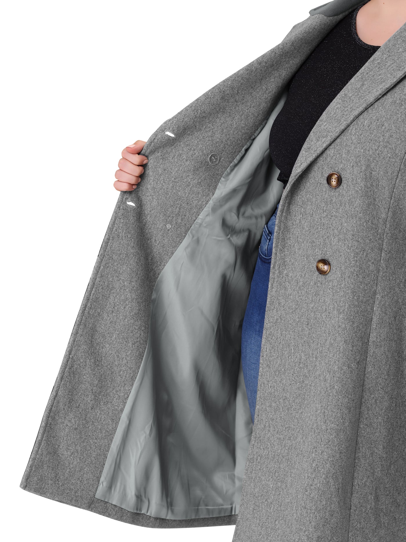 Bublédon Knit X Line Notched Lapel Long Sleeve Coat