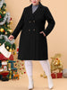 Knit X Line Notched Lapel Long Sleeve Coat