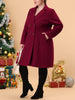 Knit X Line Notched Lapel Long Sleeve Coat