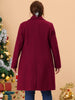 Knit X Line Notched Lapel Long Sleeve Coat