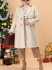 Knit X Line Notched Lapel Long Sleeve Coat