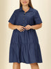 Knee Length Cotton Elastic Back Tiered Skirt