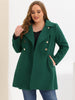 Plus Size A Line Turn Down Collar Double Breasted Coat