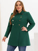 Plus Size A Line Turn Down Collar Double Breasted Coat