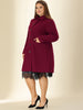 Plus Size Coats Contrast Collar Single Breasted Long Coat