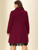 Plus Size Coats Contrast Collar Single Breasted Long Coat