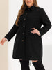 Plus Size Coats Contrast Collar Single Breasted Long Coat