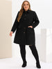 Plus Size Coats Contrast Collar Single Breasted Long Coat