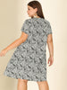 Chic Printed Crew Neck Short Sleeve Plus Size Dress