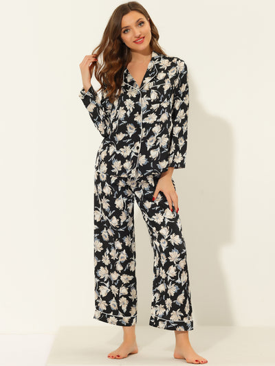 Women's Sleep Nightwear Sleepwear Lounge Satin Pajama Sets