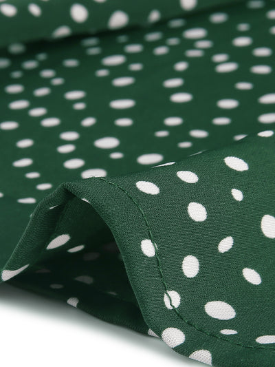 Polyester A Line Pin Dot Ruffle Cuff Blouse