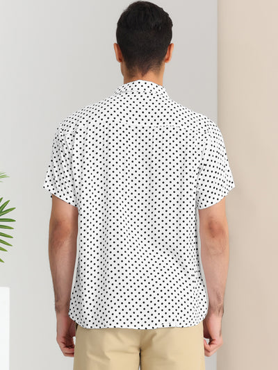 Polka Dots Shirts for Men's Short Sleeves Regular Fit Summer Hawaiian Point Shirt
