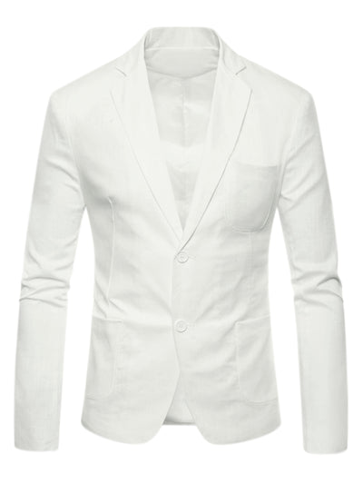 Men's Linen Jacket Solid Slim Fit Single Breasted Lightweight Sports Coat Blazer