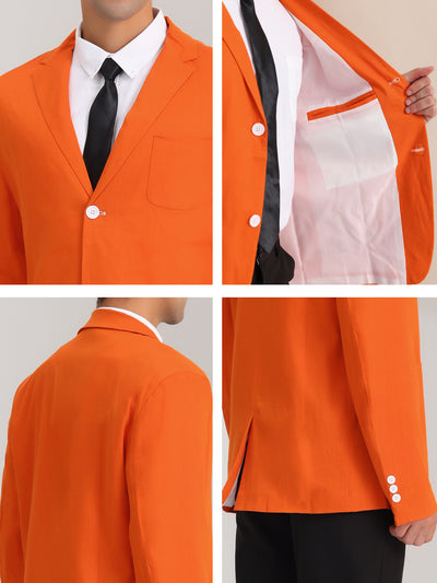 Men's Linen Jacket Solid Slim Fit Single Breasted Lightweight Sports Coat Blazer