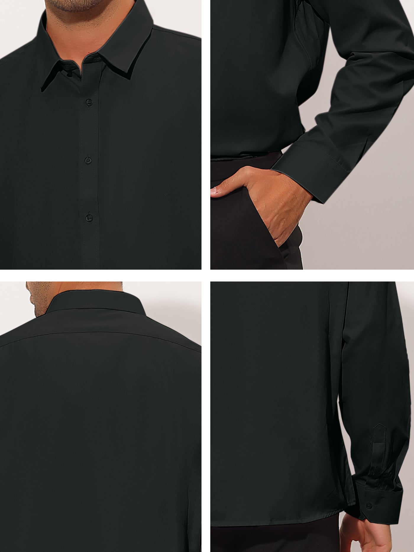 Bublédon Men's Regular Fit Solid Button Down Long Sleeves Business Dress Shirt