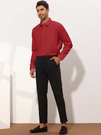 Men's Regular Fit Solid Button Down Long Sleeves Business Dress Shirt
