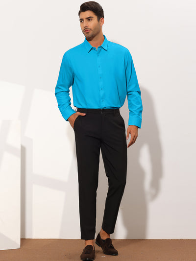 Men's Regular Fit Solid Button Down Long Sleeves Business Dress Shirt