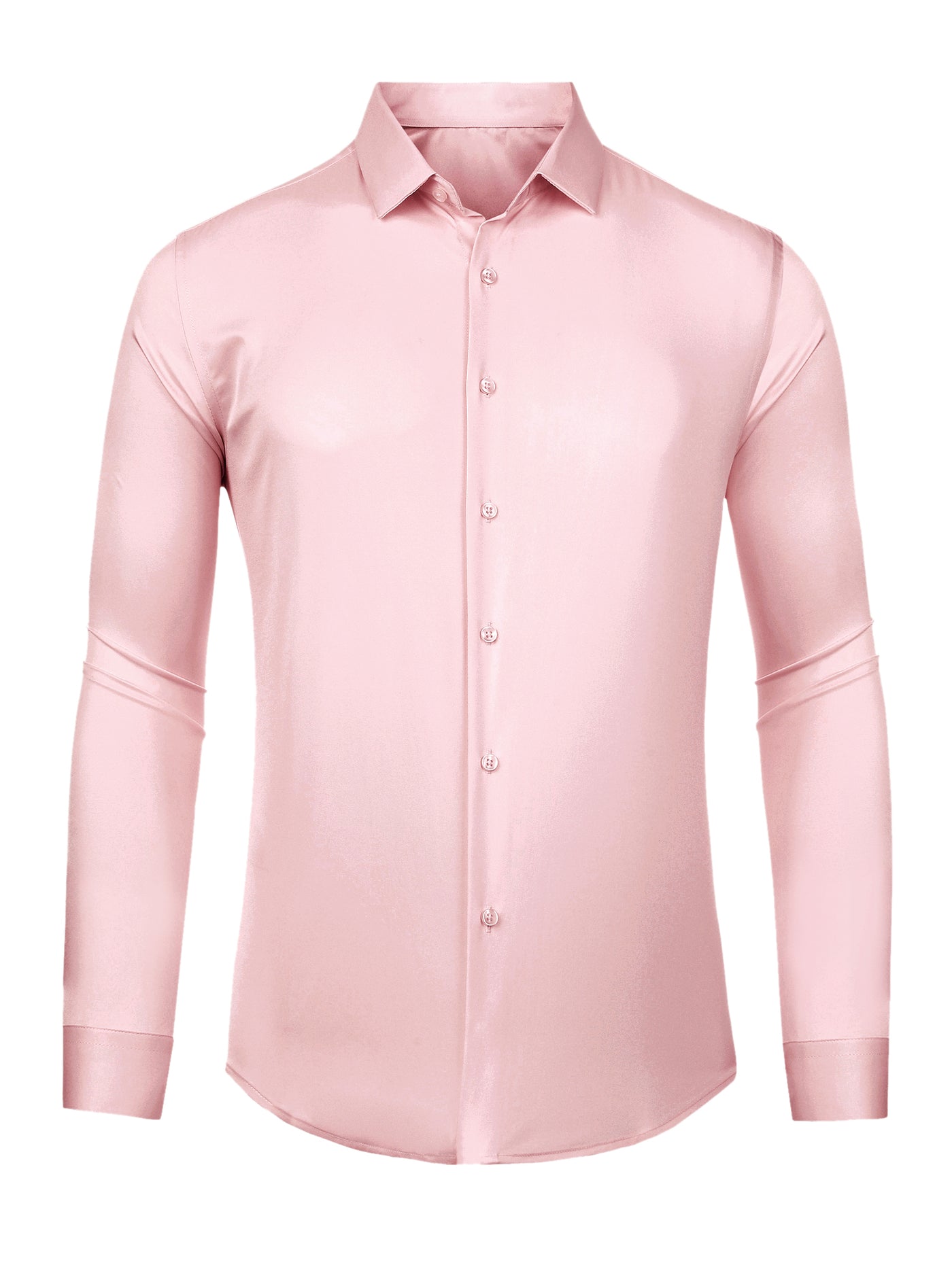 Bublédon Men's Satin Long Sleeves Button Up Business Prom Dress Shirts