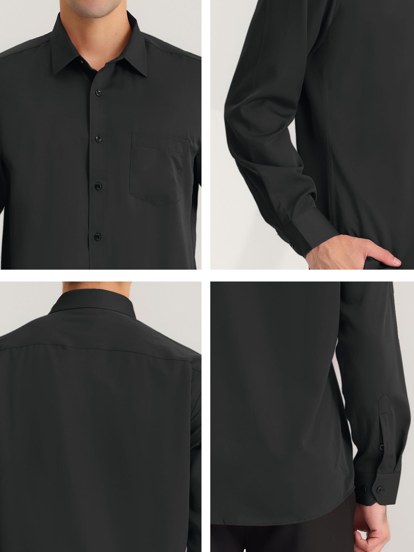 Bublédon Men's Dress Shirt Classic Fit Solid Button Down Long Sleeves Formal Shirts