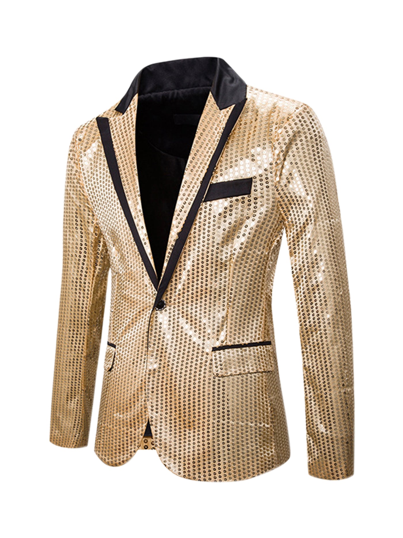 Bublédon Men's Sequin Blazer Peak Lapel Shiny Wedding Party Tuxedo Sports Coat