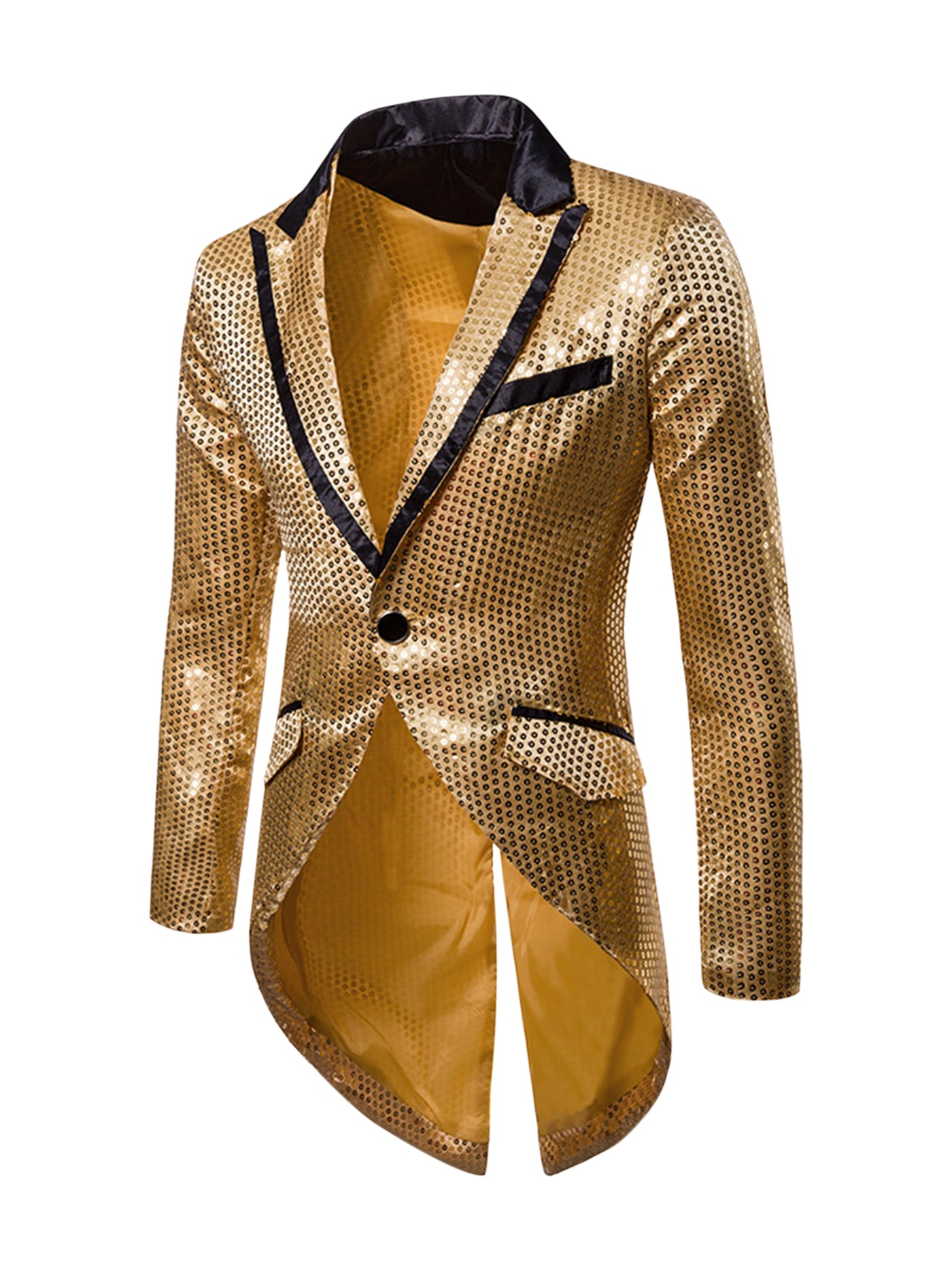 Bublédon Men's Sequin Tailcoat Tuxedo Blazer Party Wedding Show Sparkle Suit Jacket