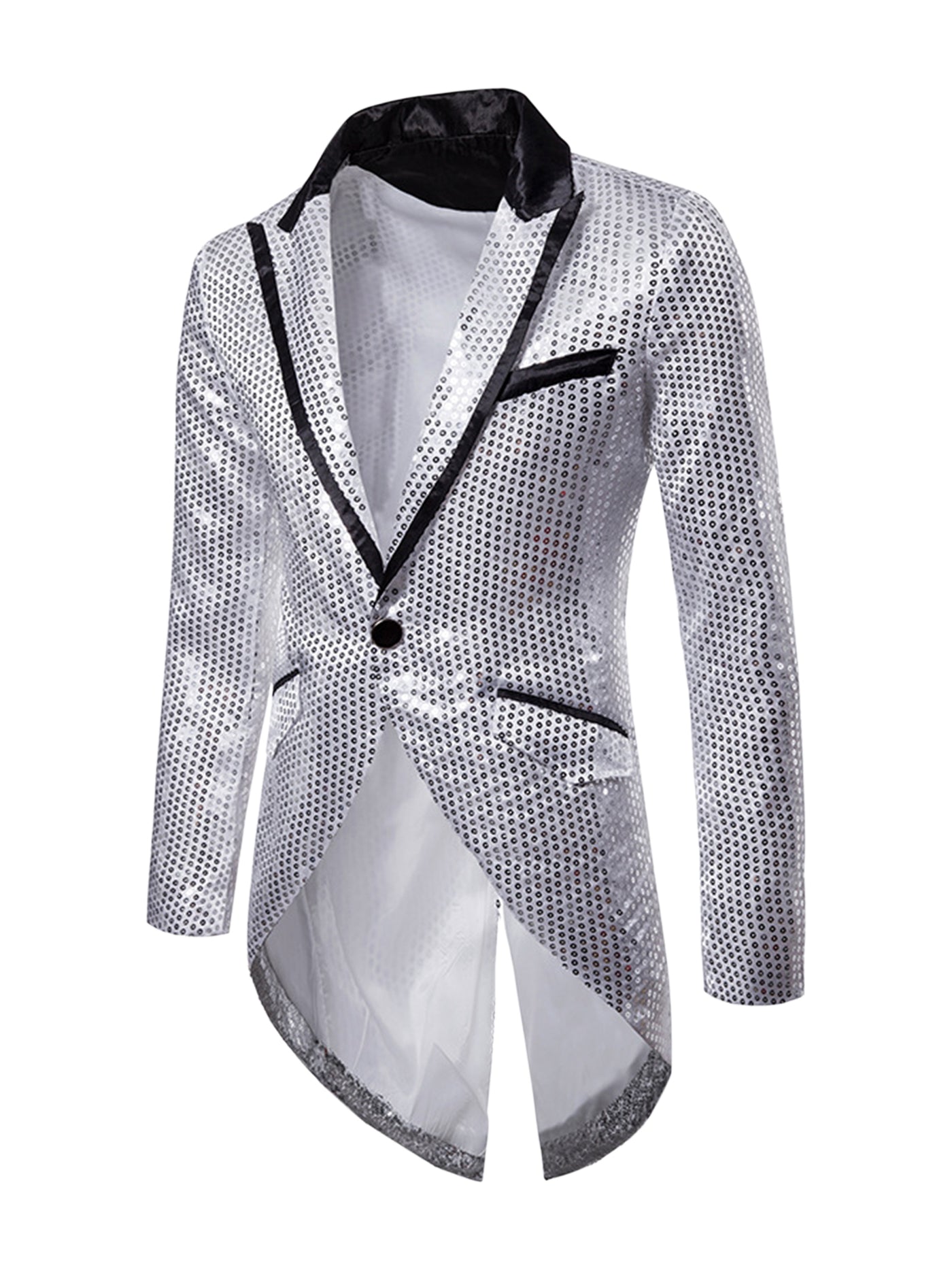 Bublédon Men's Sequin Tailcoat Tuxedo Blazer Party Wedding Show Sparkle Suit Jacket