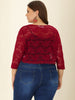 Knit H Line Collarless 3/4 Sleeve Bolero