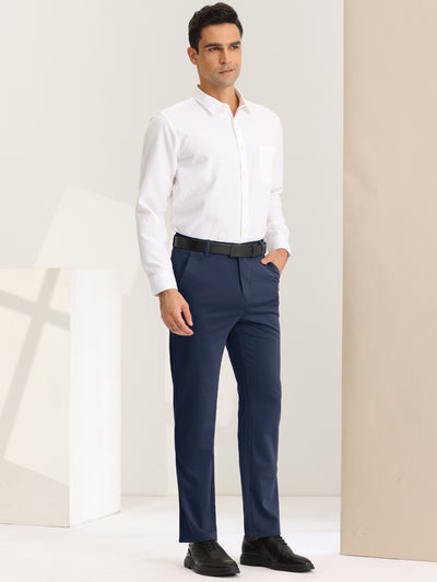 Men's Classic Trousers Straight Fit Formal Work Wedding Dress Pants