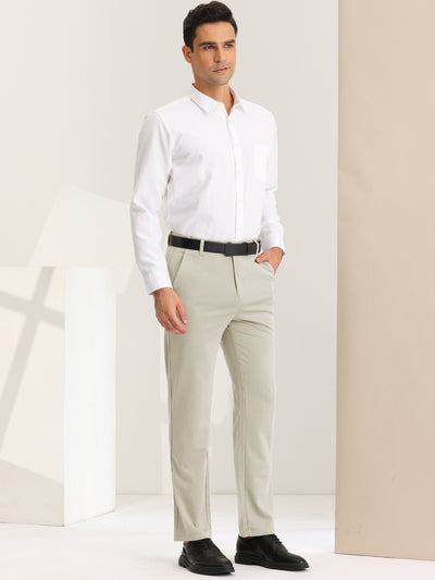 Men's Classic Trousers Straight Fit Formal Work Wedding Dress Pants