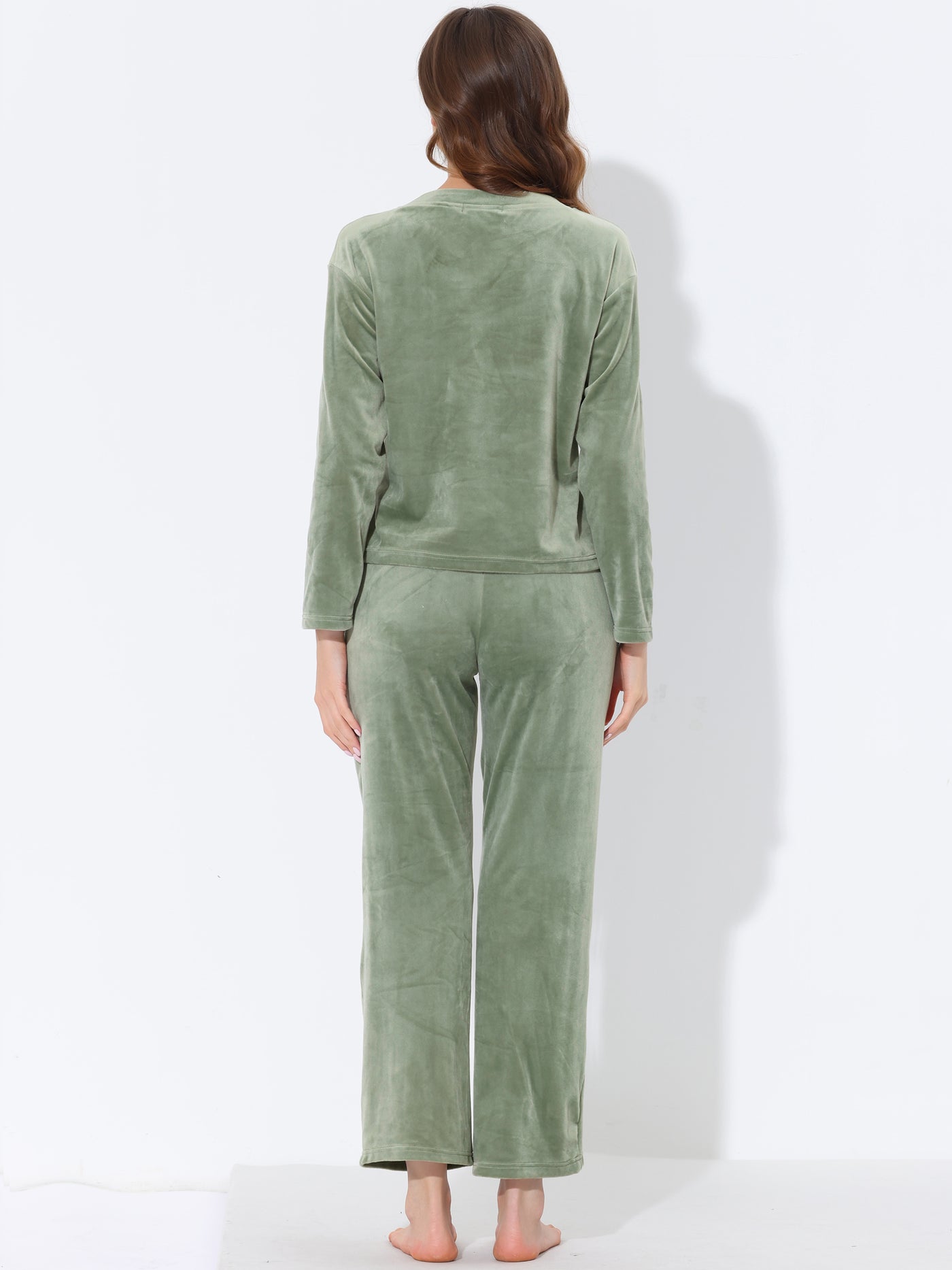 Bublédon Women's Sleepwear Velvet Nightwear with Pockets Pajama Sets