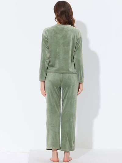 Women's Sleepwear Velvet Nightwear with Pockets Pajama Sets