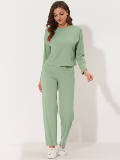 Women's Sleepwear Soft Round Neck Casual Knit Nightwear Pajama Sets