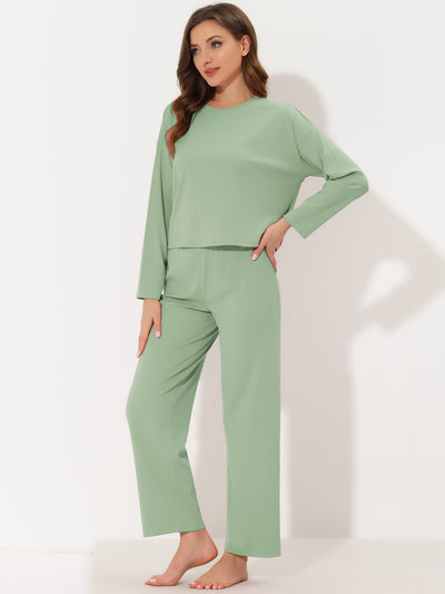Women's Sleepwear Soft Round Neck Casual Knit Nightwear Pajama Sets