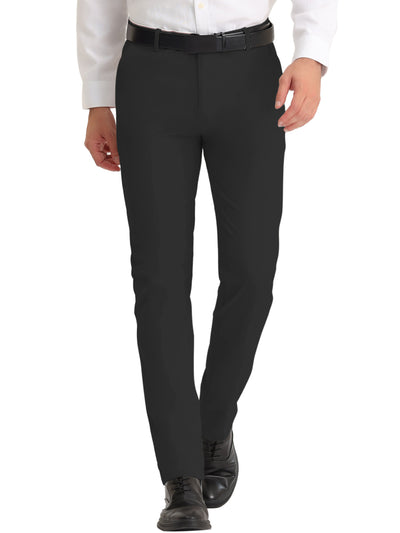 Men's Suit Pants Slim Fit Flat Front Stretch Chino Business Dress Trousers