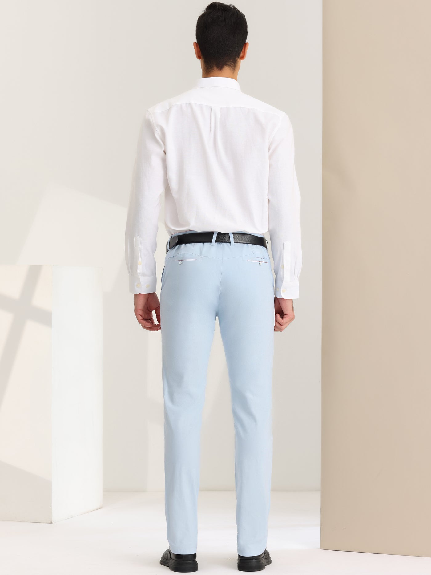 Bublédon Men's Suit Pants Slim Fit Flat Front Stretch Chino Business Dress Trousers
