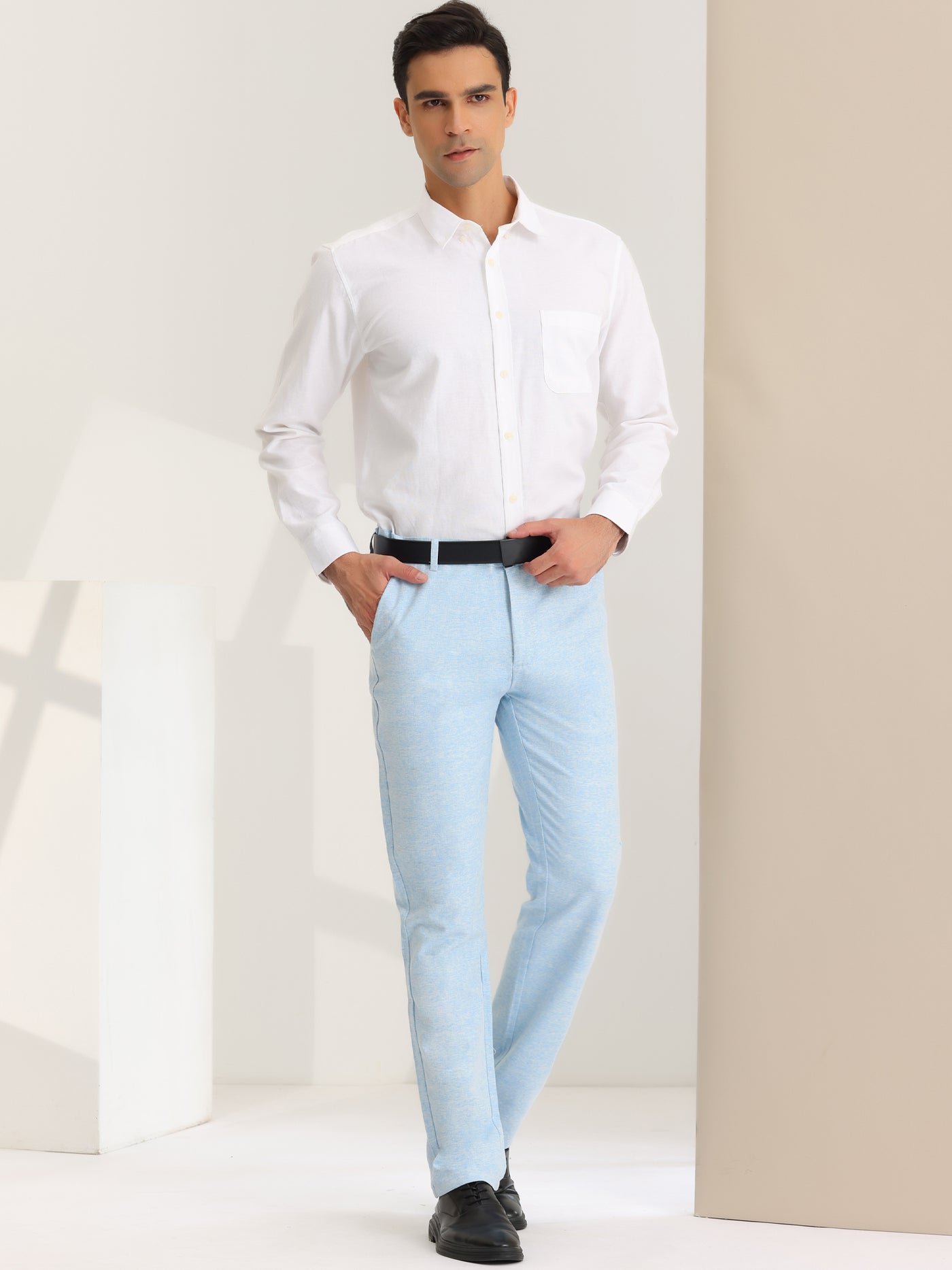 Bublédon Men's Dress Pants Classic Fit Lightweight Comfort Flat Front Trousers