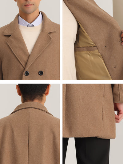 Men's Winter Overcoat Double Breasted Notched Lapel Mid-Length Pea Coat