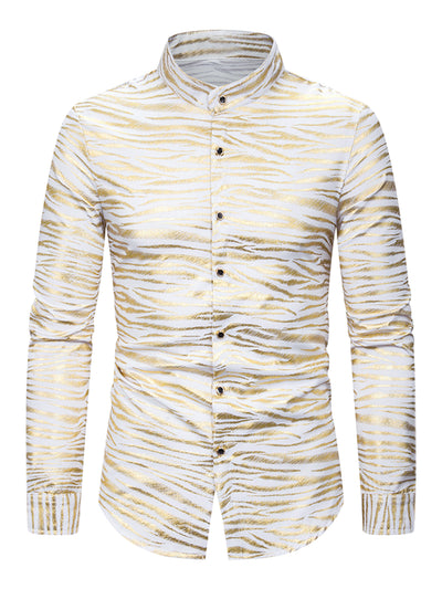 Men's Animal Printed Shirts Long Sleeves Button Down Party Dress Shirt