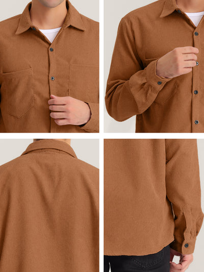 Corduroy Shirt Button Down Fit Long Sleeves Shirts Jacket