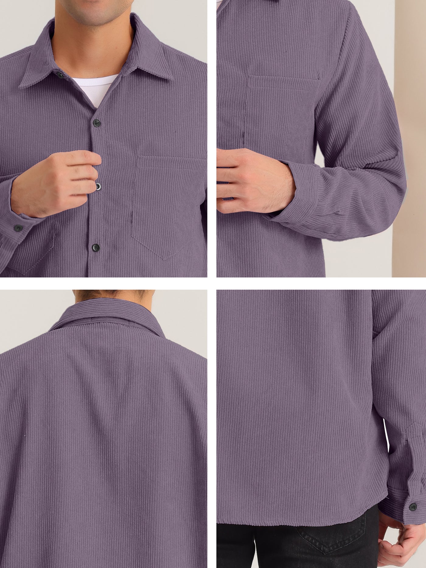 Bublédon Corduroy Shirt Button Down Fit Long Sleeves Shirts Jacket