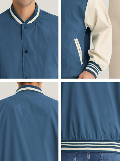 Men's Varsity Baseball Jackets Classic Zipper Color Block Letterman Bomber Jacket