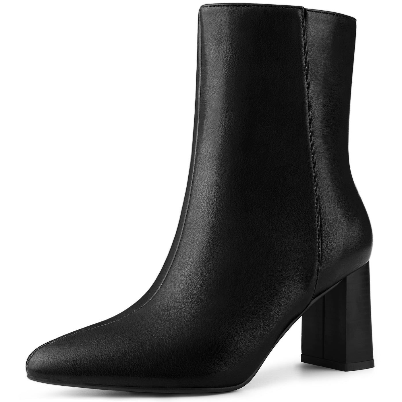 Bublédon Women's Zipper Pointed Toe Block Heels Ankle Boots