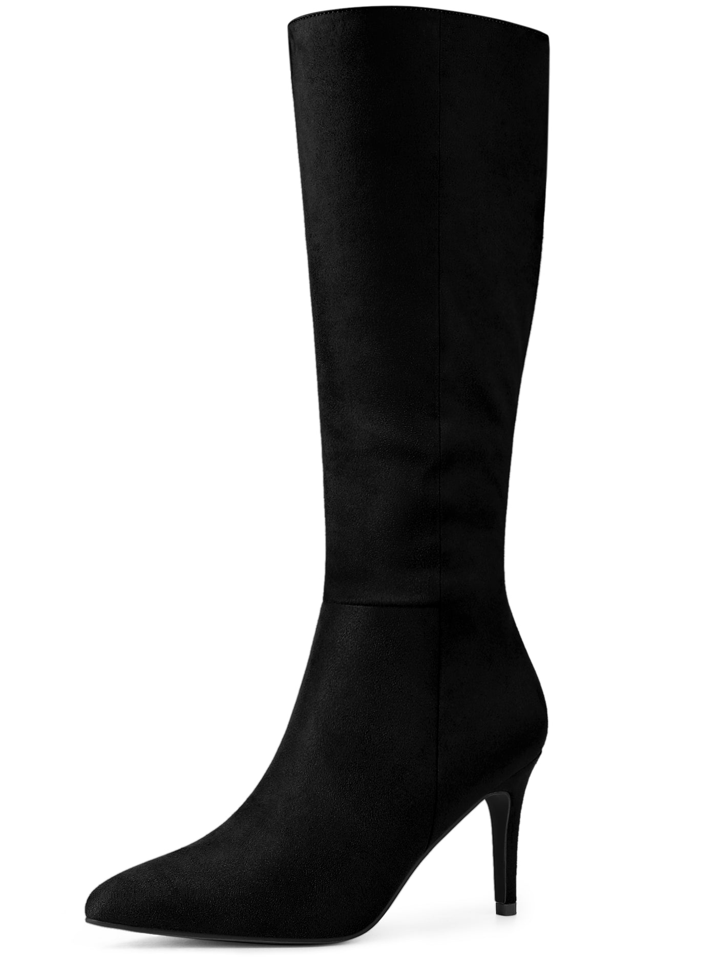 Bublédon Perphy Women's Pointed Toe Stiletto Heel Side Zip Knee High Boots